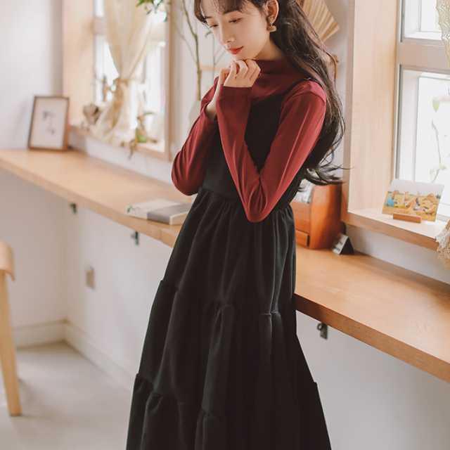 全4色 ワンピース ジャンパースカート レトロワンピース クラシカルワンピ レディース 秋冬ワンピース ロング丈 カワイイ 通勤 通学 夢かわ ロマ Op Tkk 0784 Urubei 通販 Yahoo ショッピング