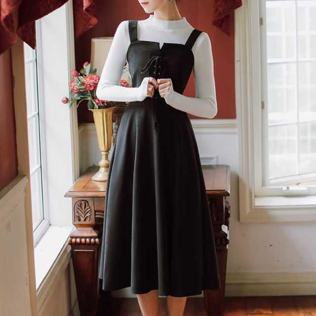 未使用 全4色 ワンピース ジャンパースカート レトロワンピース クラシカルワンピ レディース 秋冬ワンピース ワンピ ジャンスカ 可愛い 無地 オ アウトレット Diquinsa Com Mx