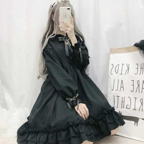 最新コレックション 新品 ロリータ ワンピース 藍色 韓国 ゆめかわ やみかわ リボン 夏 オシャレ ひざ丈ワンピース