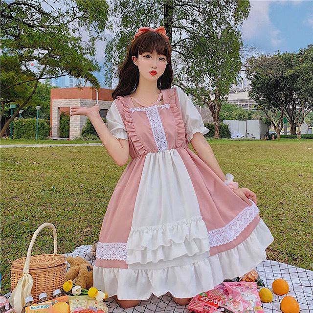 ゆめかわ ワンピース ゆめかわいい クラシカル ロリータワンピース 半袖 夢かわ 夢ワンピ Op Ttk 0481 Urubei 通販 Yahoo ショッピング