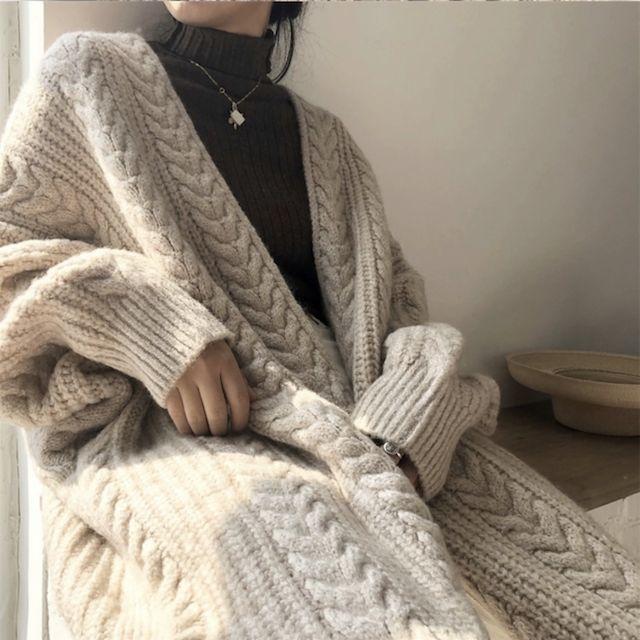 ニットカーディガン レディース 秋冬 冬 ニットカーディガン グリーン 秋 ロング アウター レディース オフィス 厚手 トレ定 Ot Uog 0916 Urubei 通販 Yahoo ショッピング