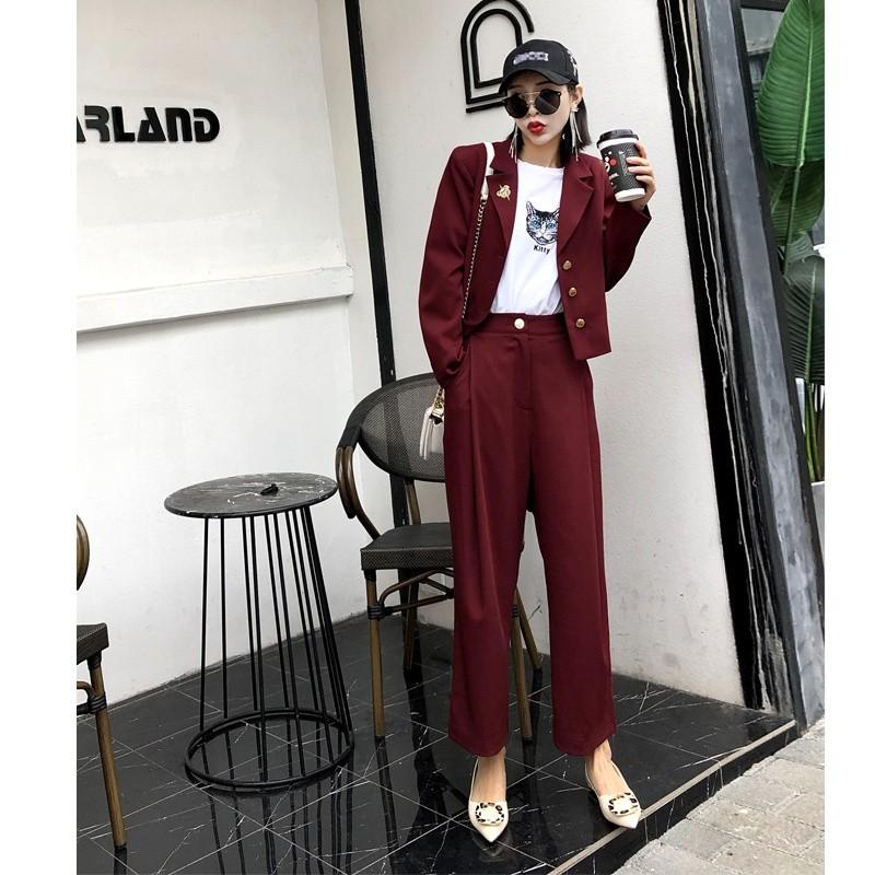 セットアップ スーツ レディース 小さめ ジャケット ズボン ツーピース スモーキーブルー ワインレッド かわ小 Su Y 0010 Urubei 通販 Yahoo ショッピング