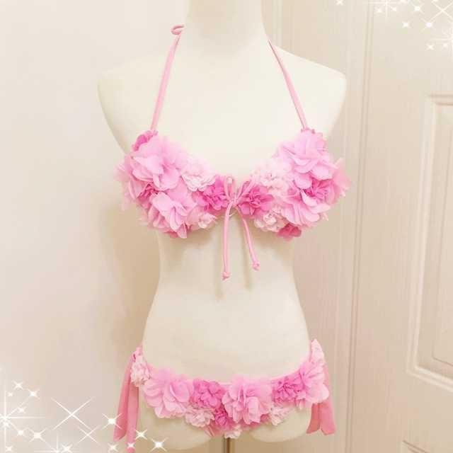 水着 ビキニ 2点セット セクシー 花 レディース 花柄 フラワー フリル 立体フリル バンドゥ リゾート 海外 旅行 水 セクシー水着 Sw Ut 0027 Urubei 通販 Yahoo ショッピング