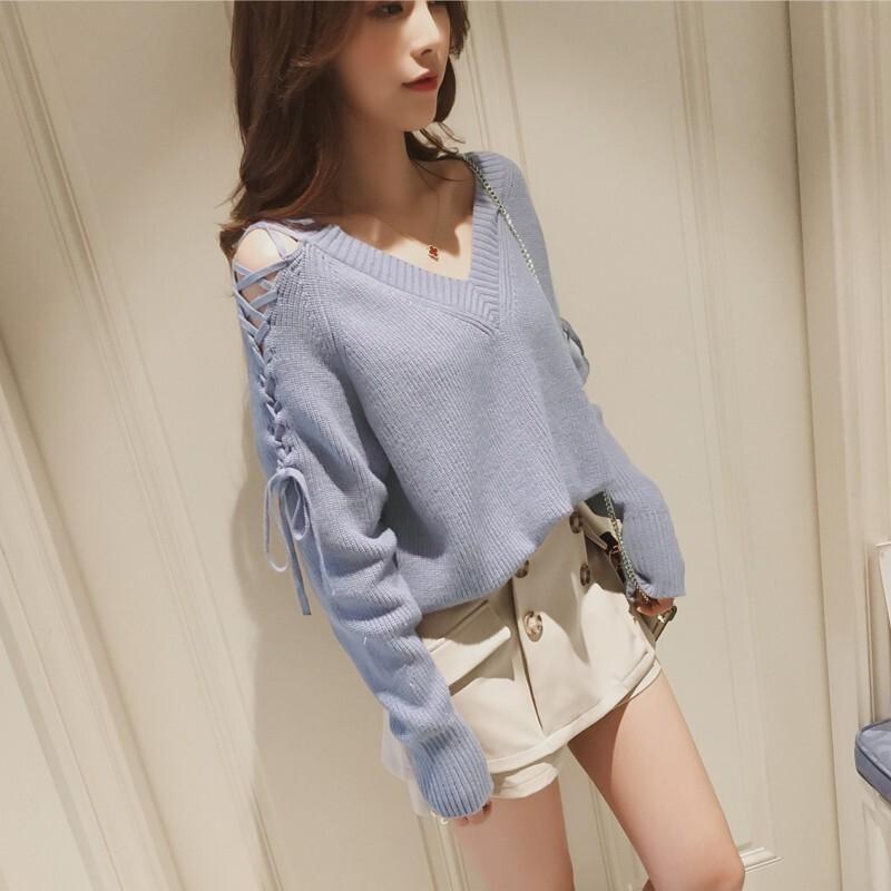 トップス レディース ニット セーター Vネック 長袖 萌え袖 オープンショルダー オフショルダー きれいめ カジュアル キレナチュ Tp Ot 0242 Urubei 通販 Yahoo ショッピング