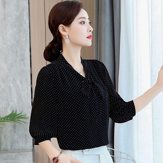 大きいサイズ レディース ネック カッチリコーデ 大人きれい 7部丈 秋 新着 ドット シャツ Tp Utk 0751 Urubei 通販 Yahoo ショッピング