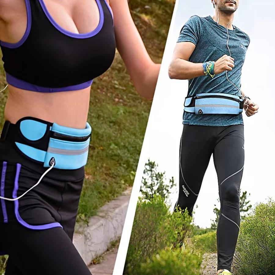 ランニングポーチ 揺れない ゴムベルト ウェストバッグ ウエストポーチ