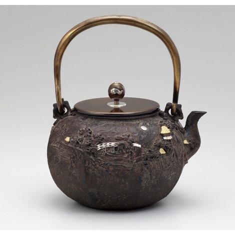 亀文堂写鉄瓶 八角山水 大 No.2