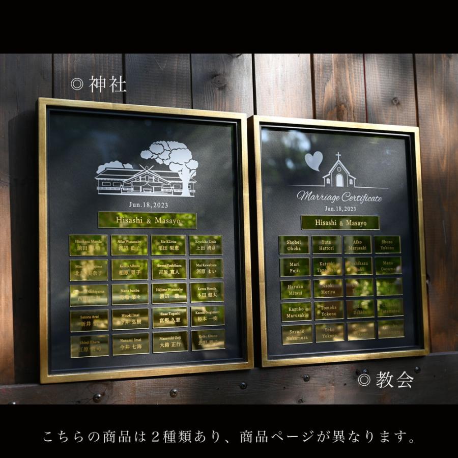 結婚証明書 ゲスト参加型 少人数用 和婚 神社デザイン】ブラック