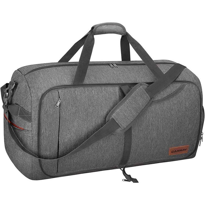 CANWAYボストンバッグ 折りたたみスポーツバッグ スーツケース固定 大容量 靴収納旅行バッグ 軽量 (65L, グレー 65L)