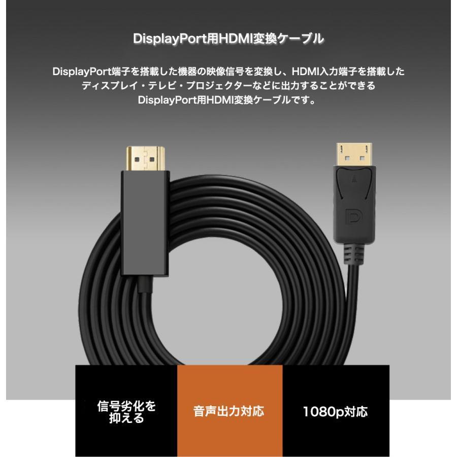 DP-HDMI変換ケーブル ディスプレイポート HDMI 変換アダプタ 24金メッキ 金コネクタ 3D映像 FULL HD 1080p ハイビジョン DisplayPort オス- HDMI オス｜urushibara-store｜03