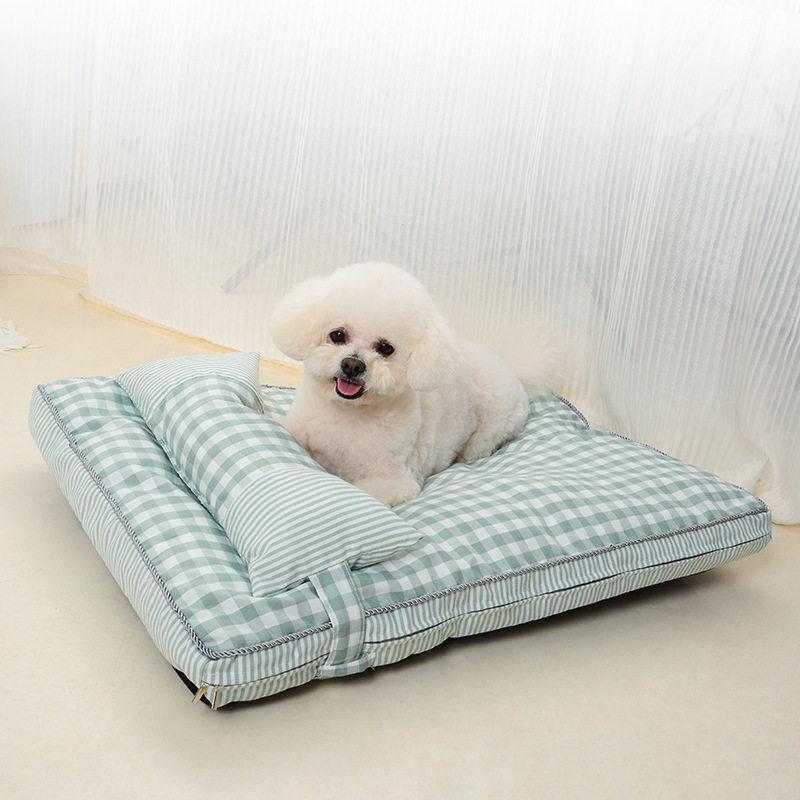 犬ベッド 犬のベッド 枕つき チェック柄 あごのせ トイプードル 小型犬 中型犬 大型犬 寝床 ペットベッド 丈夫 清潔 かわいい ふわふわ｜urushibara-store｜06