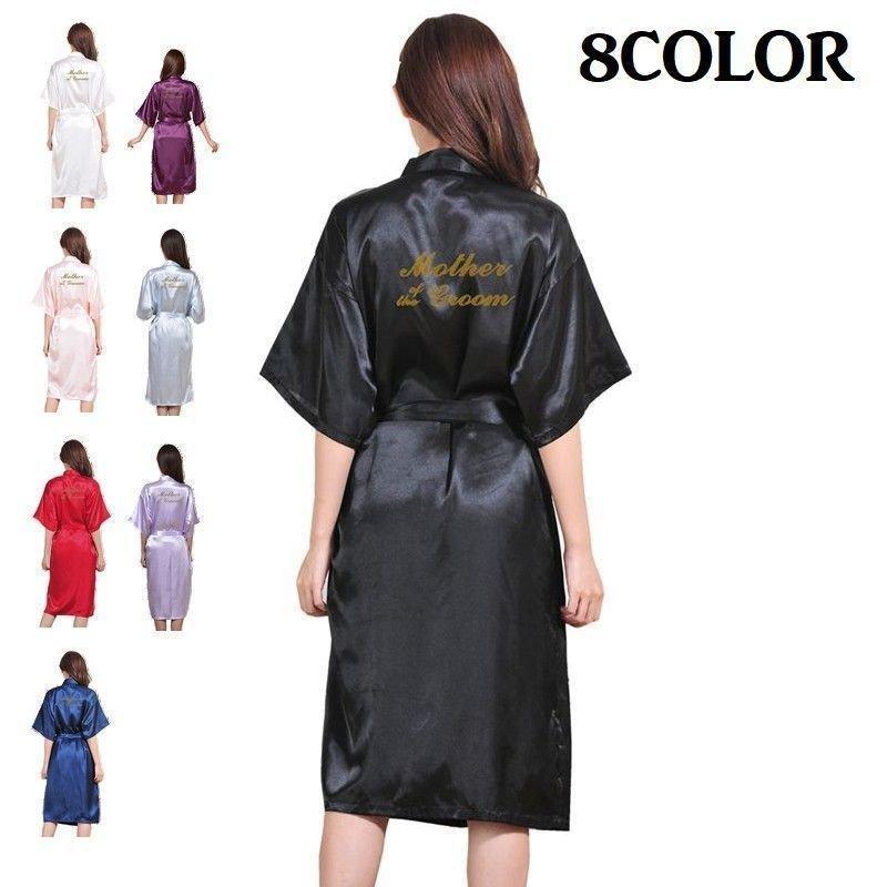 ナイトガウン ドレッシングガウン 化粧着 レディース 女性 ナイトウェア ルームウェア 膝丈 五分袖 英字 ロゴ 光沢 おしゃれ ch