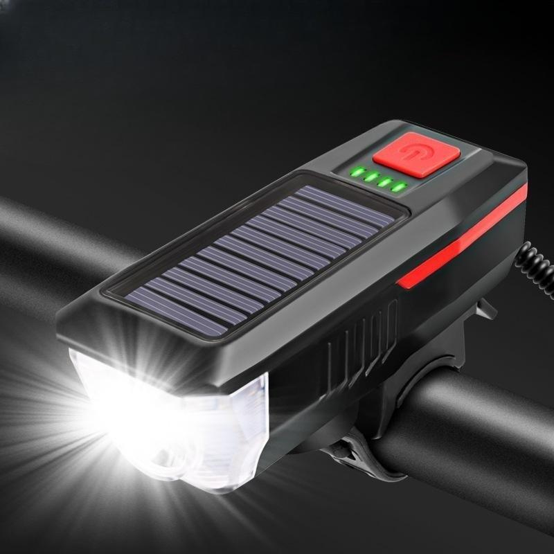 自転車 ライト usb 充電式 自転車ヘッドライト ソーラー充電 2000mAh 電池 IPX4 防水 led 高輝度 200ml照射距離 クラクション｜urushibara-store｜02