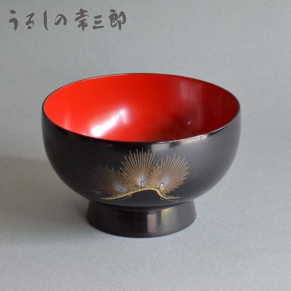 輪島塗 お椀 沈金 松ケ枝 木製 紙箱入り 日本製/漆器/和食器/汁椀/祝い 