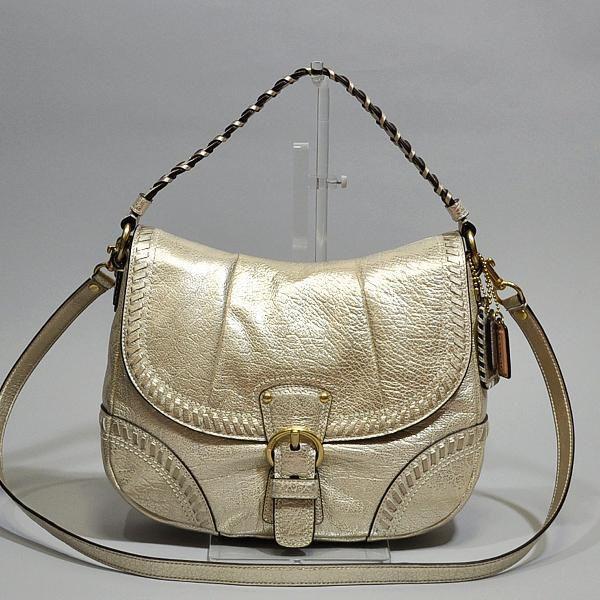 【並行輸入品】 コーチバッグ 2WAY 斜め掛け ショルダーバッグ COACH ポピー メタリック レザー ウィップ ホーボー 19008 B4/PL プラチナ | COACH