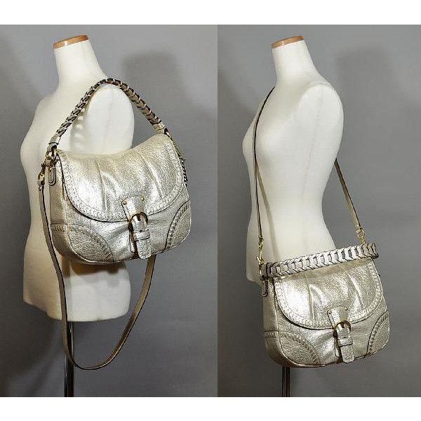 【並行輸入品】 コーチバッグ 2WAY 斜め掛け ショルダーバッグ COACH ポピー メタリック レザー ウィップ ホーボー 19008 B4/PL プラチナ | COACH | 01