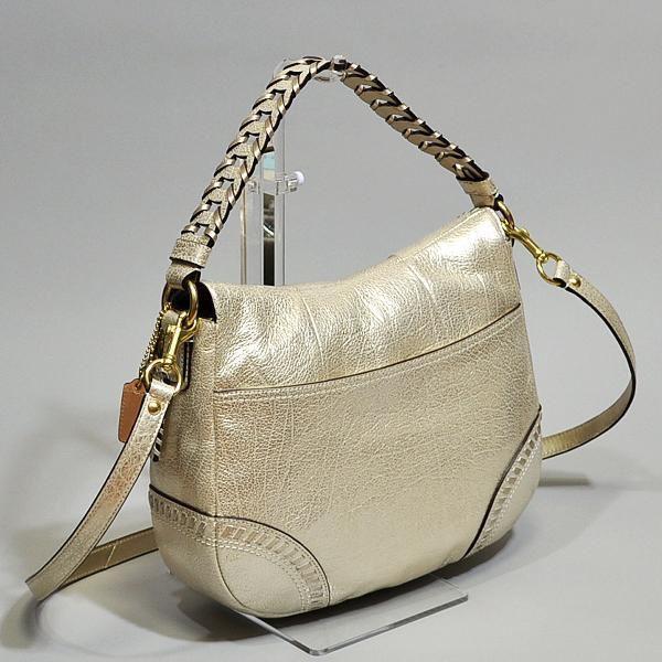 【並行輸入品】 コーチバッグ 2WAY 斜め掛け ショルダーバッグ COACH ポピー メタリック レザー ウィップ ホーボー 19008 B4/PL プラチナ | COACH | 03