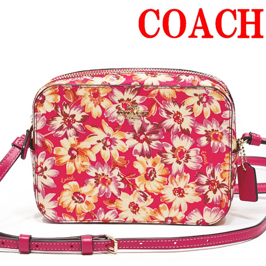 コーチ COACH 斜め掛け ショルダー バッグ ポシェット 3572 IMPMC デイジー 花柄 プリント ミニ カメラバッグ ピンクマルチ