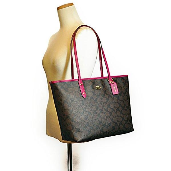 コーチ トートバッグ ハンドバッグ 可愛い ピンク シグネチャー 【新品