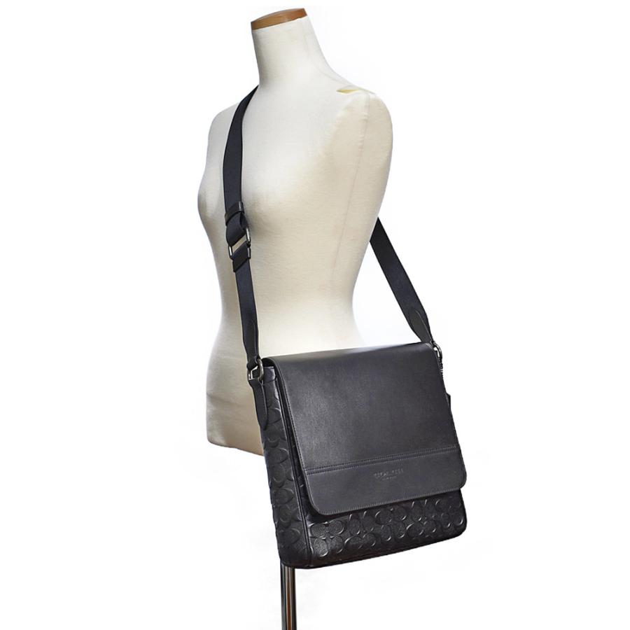【並行輸入品】 コーチ COACH 斜め掛け ショルダー バッグ メンズ 4006 QB/BK シグネチャー レザー マップ バッグ ブラック | COACH | 01