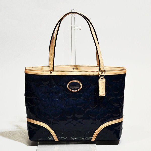 【並行輸入品】 コーチ トート バッグ ポーチ COACH F48166 ペイトン エンボスド パテント トップ ハンドル トート SNVT2 ネイビー/タン | COACH
