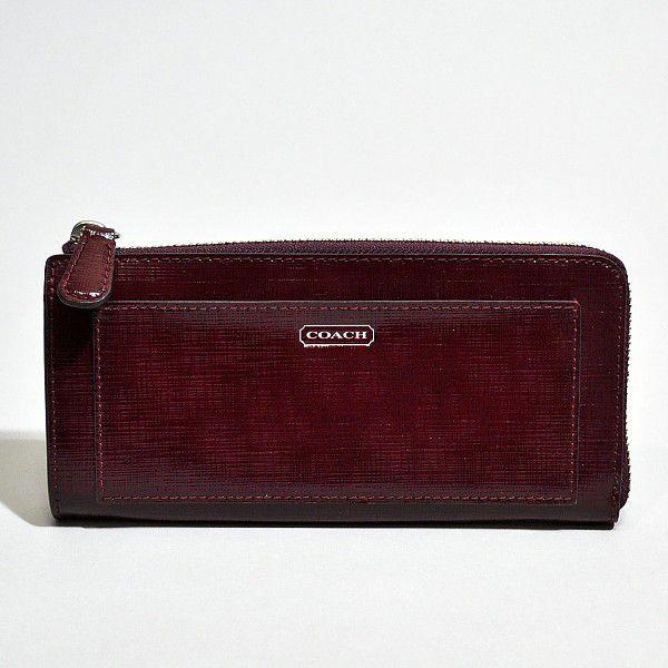 【並行輸入品】 コーチ 財布 長財布 COACH F50438 サフィアノ パテント レザー スリム ジップ 長財布 SV/BU バーガンディー | COACH