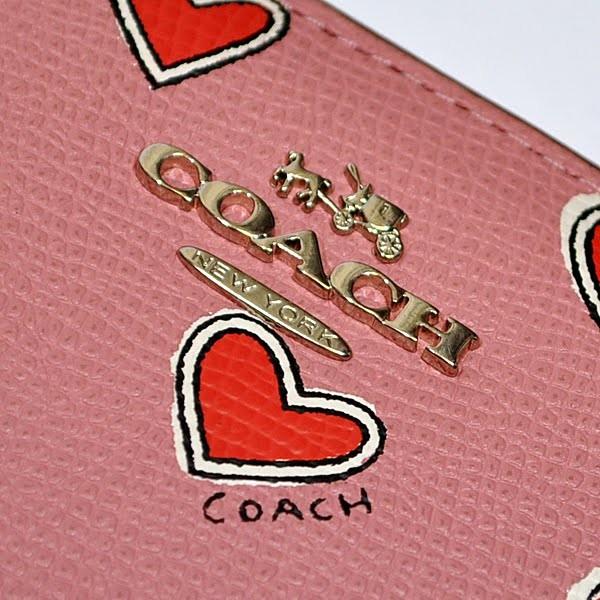 コーチ 財布 折財布 COACH F52930 SV/PK ハート プリント クロスグレイン レザー スモール ウォレット ピンク｜uruzz｜06