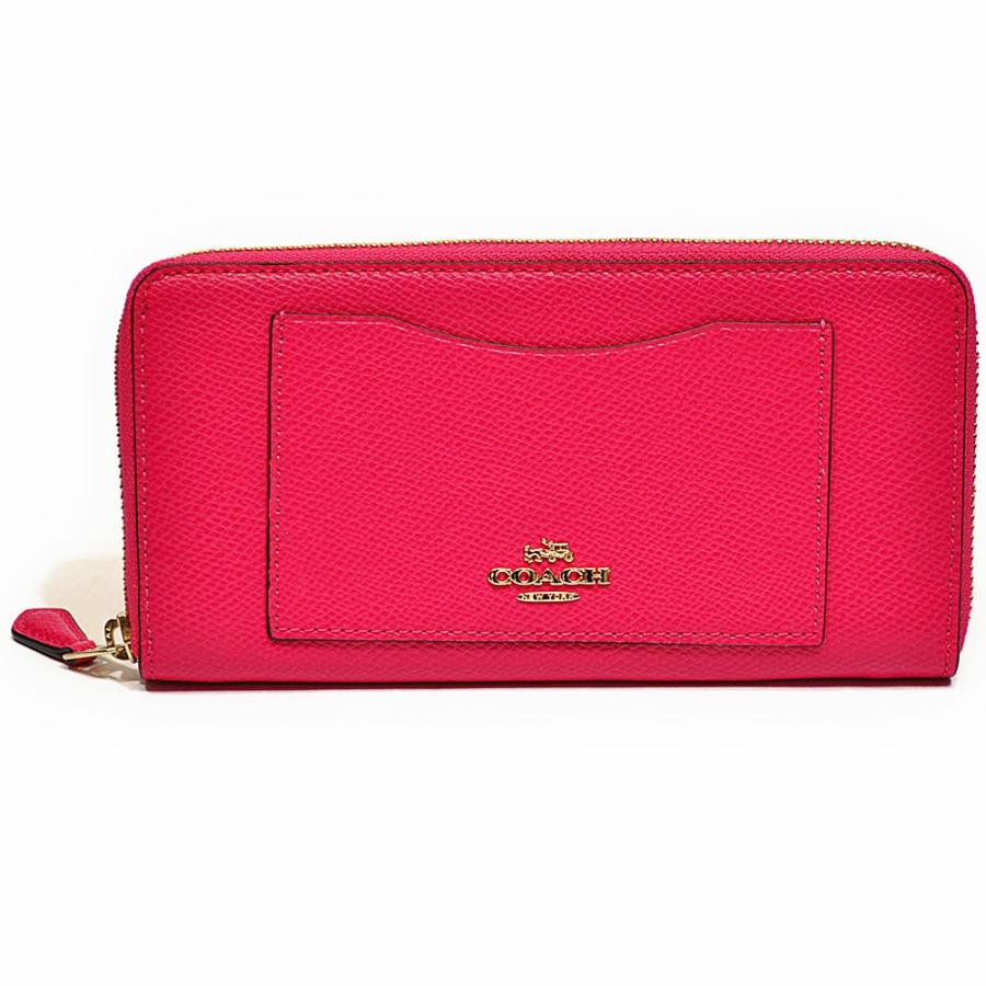 【並行輸入品】 訳あり コーチ COACH 財布 長財布 F54007 IMBAJ クロスグレイン レザー アコーディオン ジップアラウンド ピンクルビー | COACH