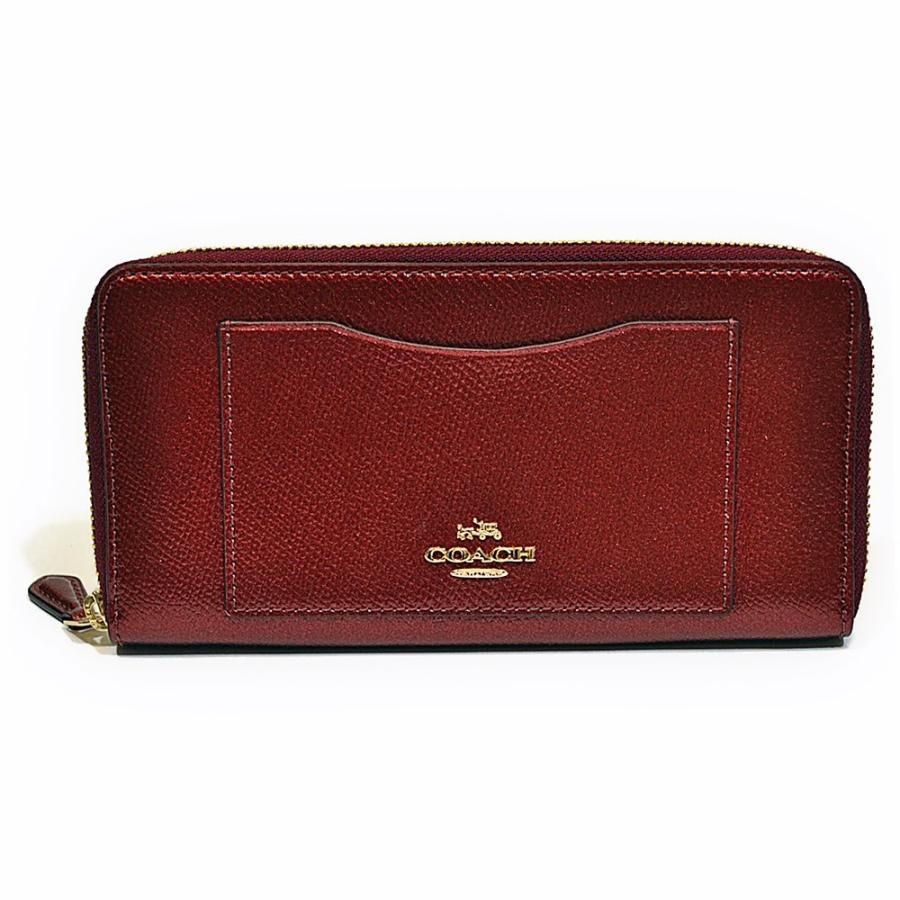 【並行輸入品】 訳あり コーチ COACH 財布 長財布 F54007 IME42 クロスグレイン レザー アコーディオン ジップアラウンド メタリックチェリー | COACH