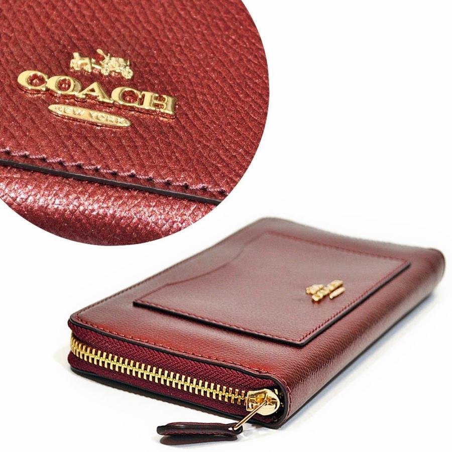 【並行輸入品】 訳あり コーチ COACH 財布 長財布 F54007 IME42 クロスグレイン レザー アコーディオン ジップアラウンド メタリックチェリー | COACH | 01
