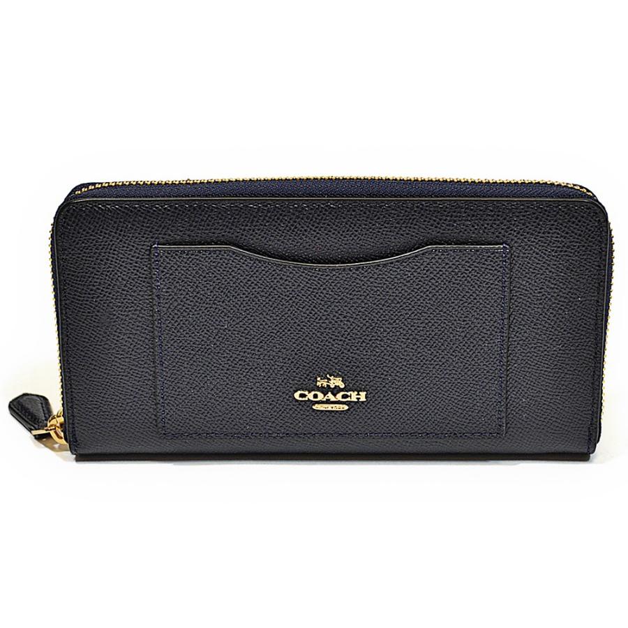 【並行輸入品】 コーチ COACH 財布 長財布 F54007 IMMID 濃紺 クロスグレイン レザー アコーディオン ジップアラウンド ミッドナイト | COACH