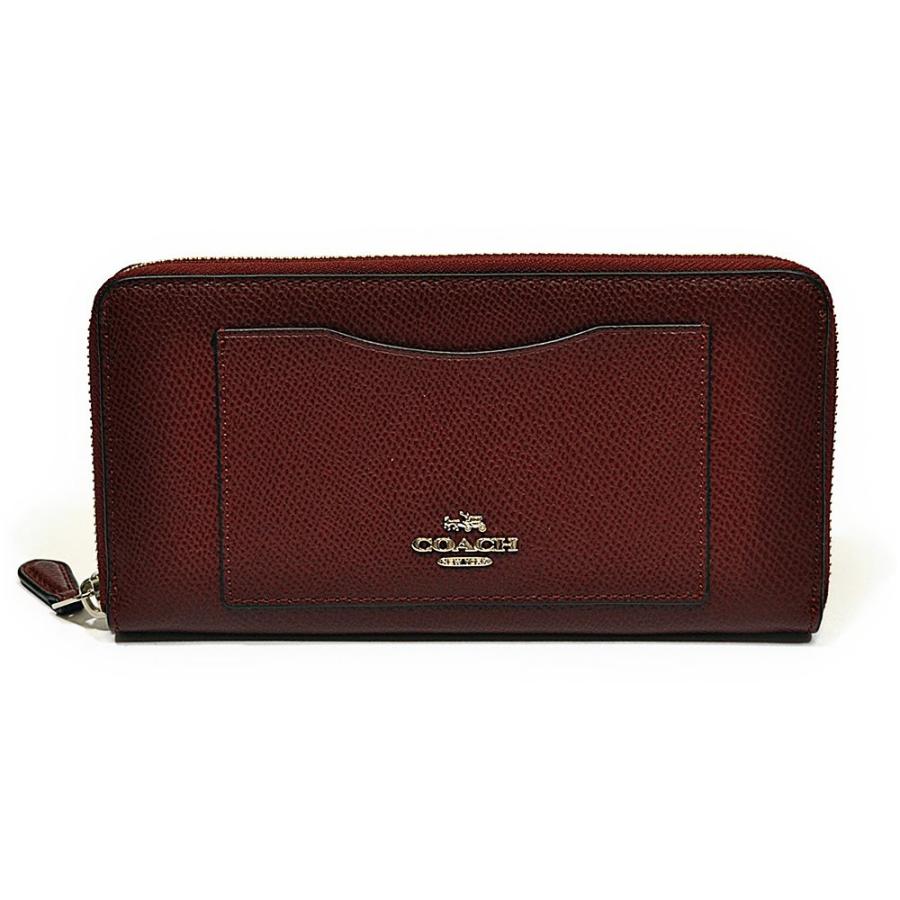 【並行輸入品】 コーチ COACH 財布 長財布 F54007 SV/BU クロスグレイン レザー アコーディオン ジップアラウンド バーガンディー 国内発送 | COACH
