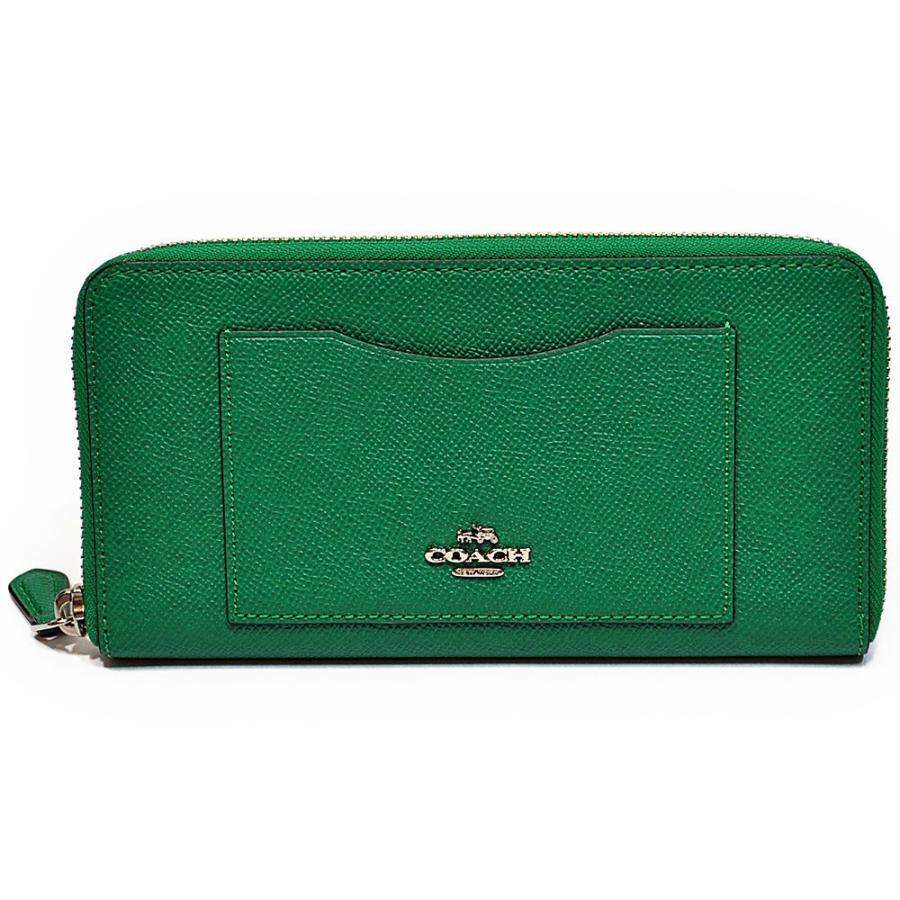 【並行輸入品】 コーチ COACH 財布 長財布 F54007 SV/LE クロスグレイン レザー アコーディオン ジップアラウンド リーフ | COACH