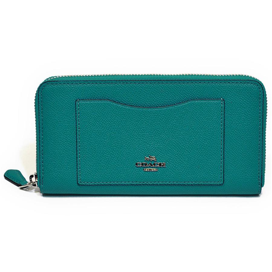 【並行輸入品】 コーチ COACH 財布 長財布 F54007 SV/TU クロスグレイン レザー アコーディオン ジップアラウンド ターコイズ | COACH