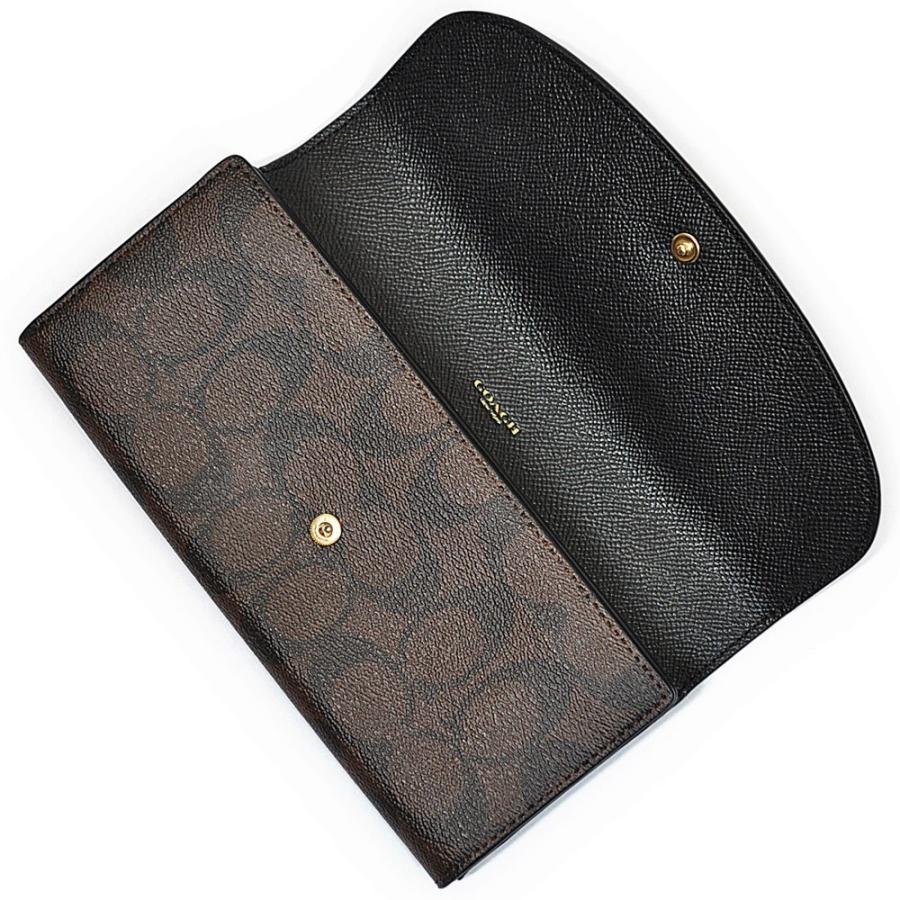 【未使用品】COACH エンベロープ長財布　ブラウン　シグネチャー＠ COACH 【並行輸入品】 訳あり コーチ 財布 長財布 F54022 IMAA8