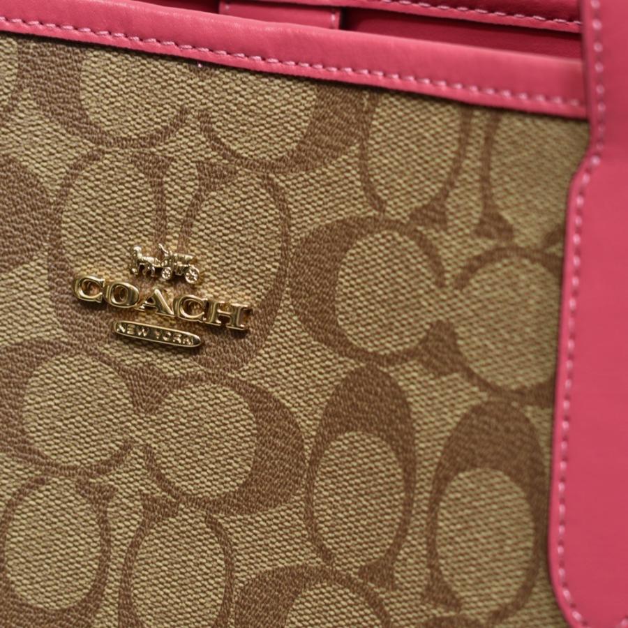 【並行輸入品】 コーチ トート バッグ COACH 5696 IMD9S PVC シグネチャー シティ トート カーキ/フューシャ | COACH | 05