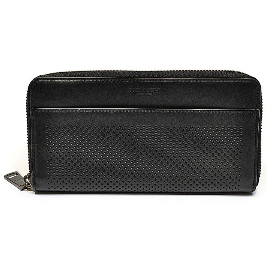【並行輸入品】 訳あり コーチ COACH 財布 長財布 メンズ F58104 BLK パーフォレイテッド レザー アコーディオン ジップアラウンド ファスナー ブラック | COACH