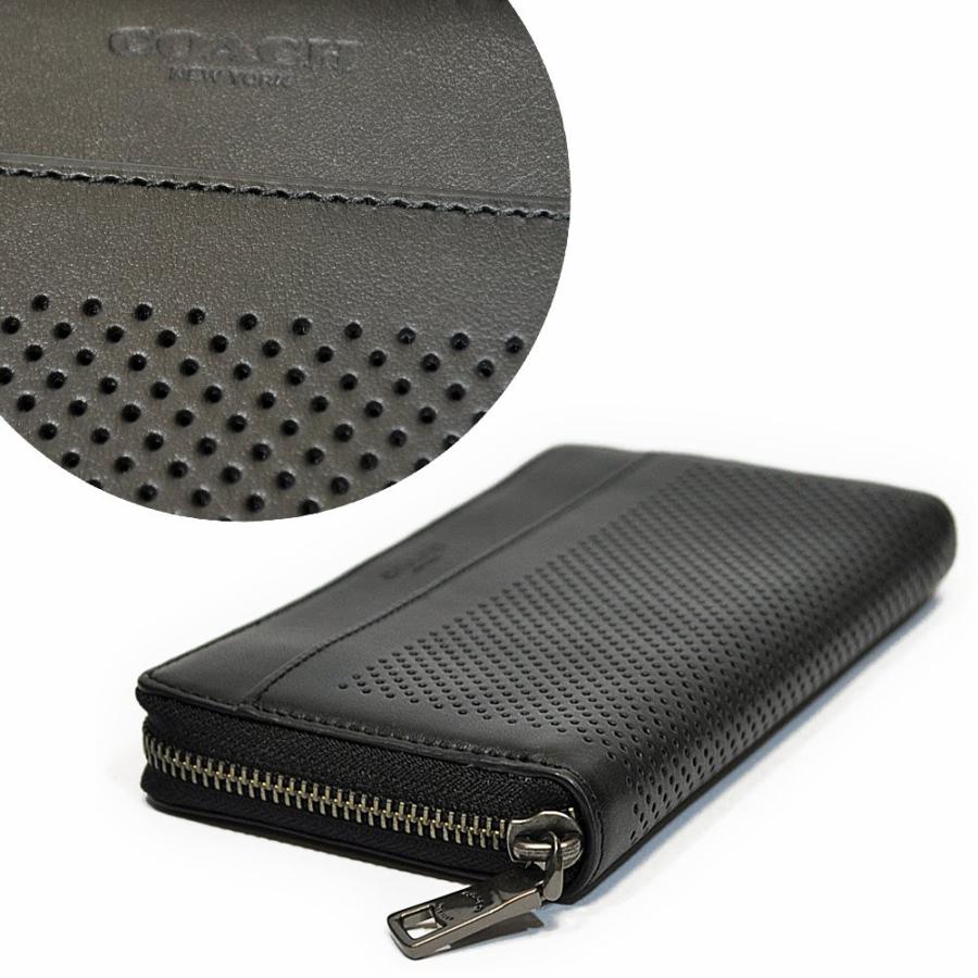 【並行輸入品】 訳あり コーチ COACH 財布 長財布 メンズ F58104 BLK パーフォレイテッド レザー アコーディオン ジップアラウンド ファスナー ブラック | COACH | 01