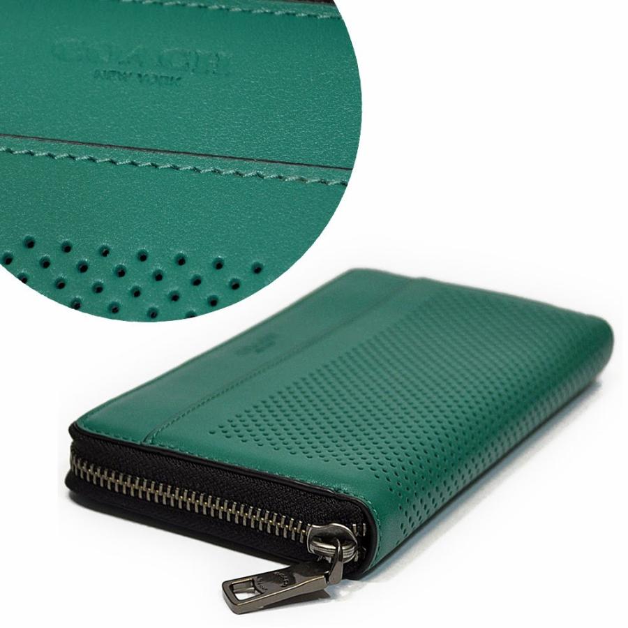 【並行輸入品】 コーチ COACH 財布 長財布 メンズ F58104 LL7 パーフォレイテッド レザー アコーディオン ジップアラウンド ファスナー シーグリーン/ブラック | COACH | 01