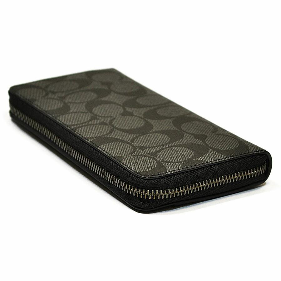 コーチ　COACH 長財布 メンズ ブラックシグネチャー　F58112 CQBK COACH コーチ メンズ ラウンドファスナー長財布 シグネチャー