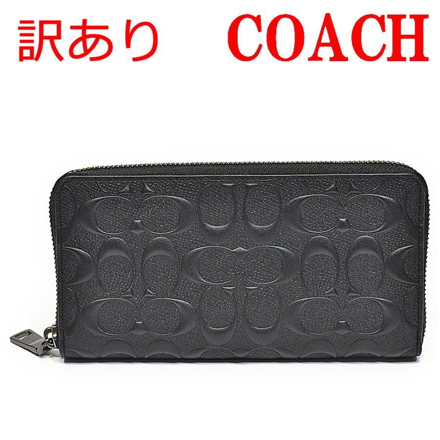 コーチ 財布 長財布 ラウンドファスナー メンズ アウトレット COACH アウトレット F58113 BLK クロスグレイン レザー