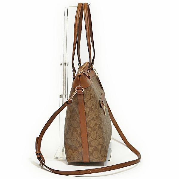 【並行輸入品】 コーチ COACH トート バッグ 斜め掛け F58286 IMBDX PVC シグネチャー テイラー トート カーキ/サドル | COACH | 02
