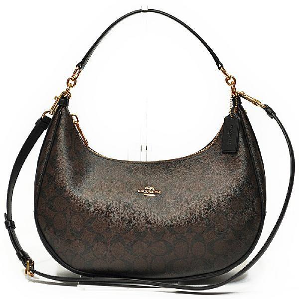 【並行輸入品】 コーチ COACH 斜め掛け ショルダー バッグ F58288 IMAA8 PVC シグネチャー ハーレー E/W ホーボー ブラウン/ブラック | COACH