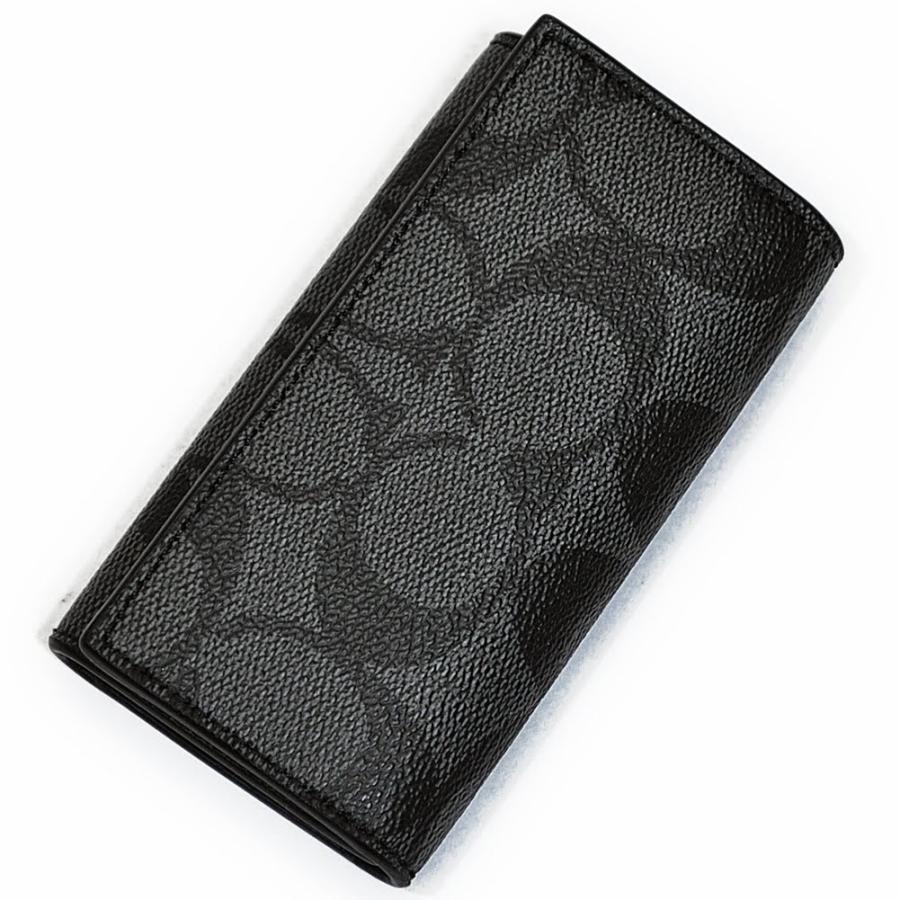 【並行輸入品】 コーチ 財布 キーケース COACH F64005 CQ/BK 4リングス PVC シグネチャー キーケース チャコール/ブラック | COACH