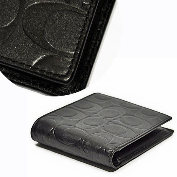 【並行輸入品】 コーチ 財布 折財布 メンズ COACH F74686 BLK シグネチャー エンボスド レザー コンパクト ID ウォレット ブラック | COACH | 01