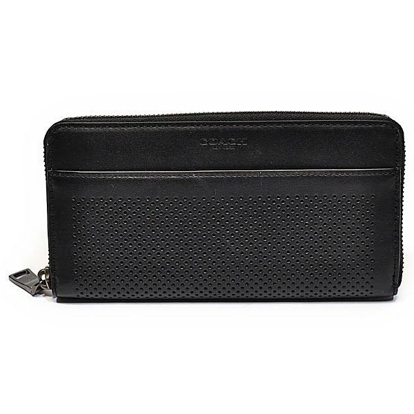 【並行輸入品】 コーチ COACH 財布 長財布 メンズ F75222 BLK パーフォレイテッド レザー アコーディオン ジップアラウンド ファスナー ブラック | COACH