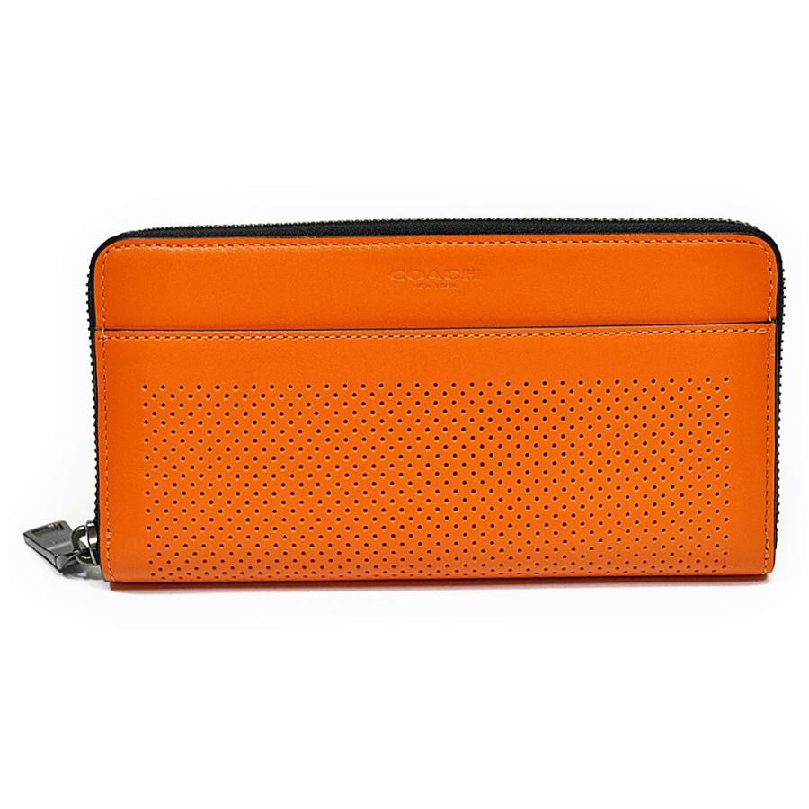 【並行輸入品】 コーチ COACH 財布 長財布 メンズ F75222 ORG パーフォレイテッド レザー アコーディオン ジップアラウンド ファスナー オレンジ | COACH
