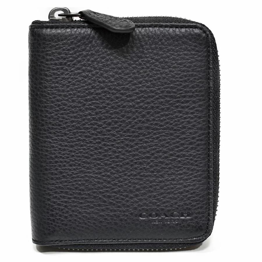 【極美品】COACH 折り財布 ラウンドファスナー レザー ブラック 91632 COACH コーチ メンズ 二つ折り財布 財布 レザー ラウンド