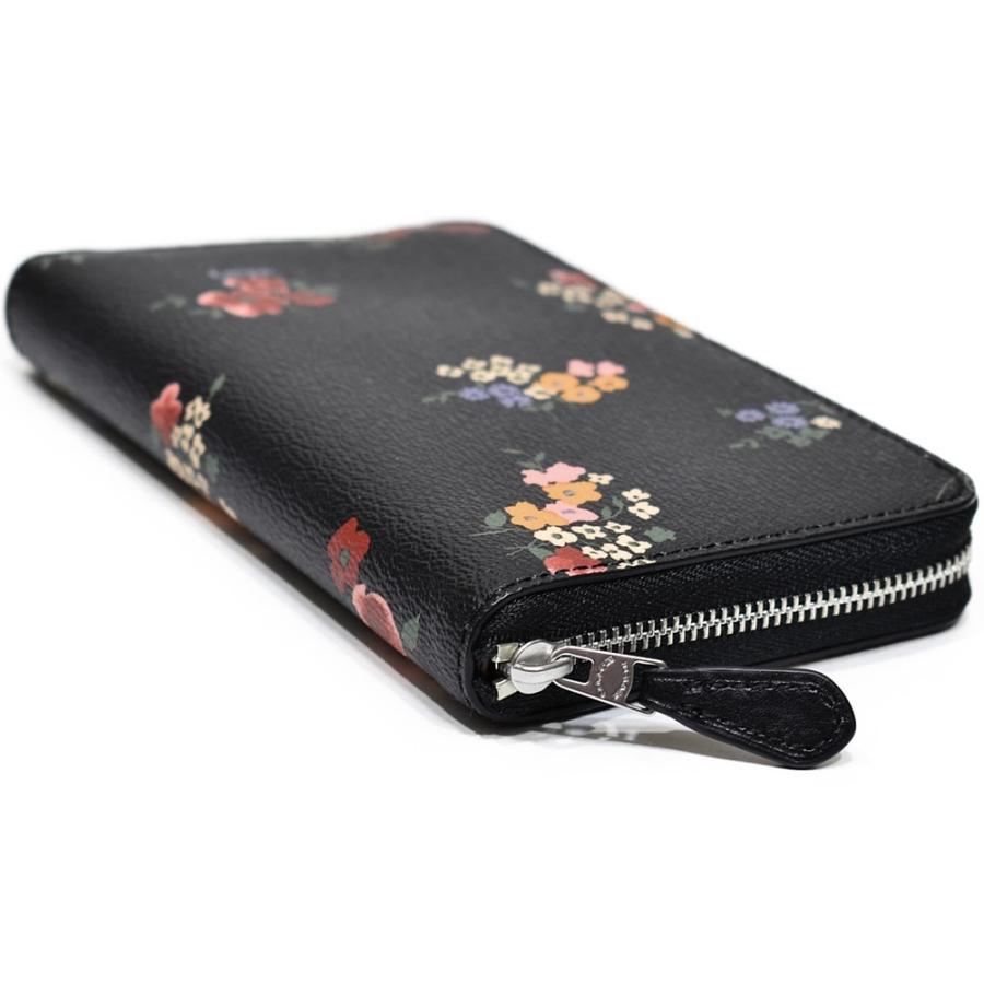 【並行輸入品】 コーチ COACH ファスナー折財布 C0215 SVA47 ワイルドフラワー 花柄 プリント PVC ミディアム ジップ アラウンド ウォレット ブラックマルチ | COACH | 01
