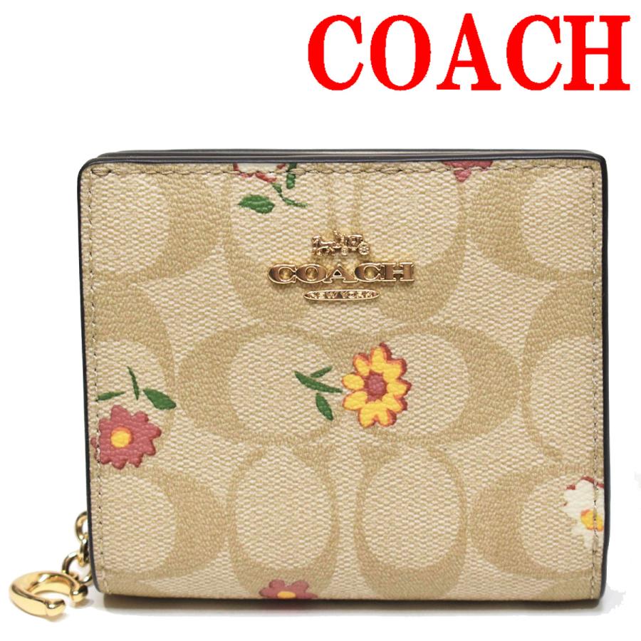 【並行輸入品】 コーチ 折り財布 二つ折り 二つ折り財布 財布 ミニ財布 レディース 花柄 アウトレット COACH シグネチャー CH477 IMOT4 ライトカーキ | COACH